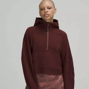 NWT Lululemon Oversized Scuba Hoodie 1/2 Half Zip Red Merlot Rare Sold Out XS